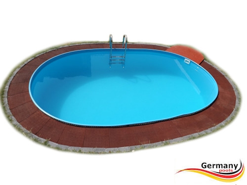 Funktionshandlauf grau oval 3,00 x 5,00 m Schwimmbecken Pool Stahlwandbecken 