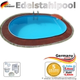 Edelstahlpool oval 500 x 300 x 125 cm Ovalbecken Pool