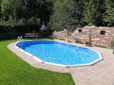 Stahlwandpool oval 9,75 x 4,90 x 1,32 m Center Pool freistehend Set