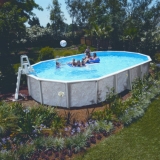 Stahlwandpool oval 12,50 x 6,40 x 1,32 m Center Pool freistehend Set